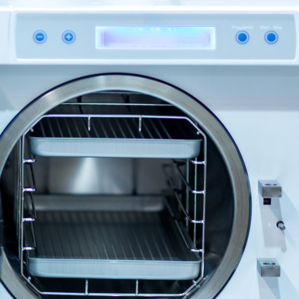 Close picture of a sterilization machine. Sterilization by dry heat for medical devices. What is sterilization by dry heat. How is sterilization by dry heat performed. What are the problems with sterilization by dry heat