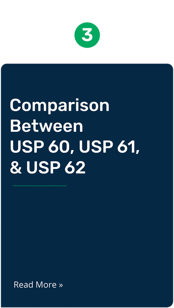 Bioburden highlights. Comparison between usp 60, usp 61 and usp 62
